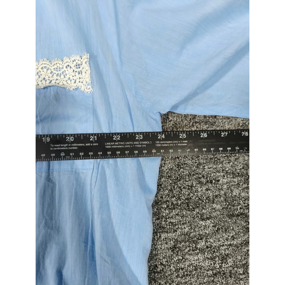Eileen West Womens Blue Cotton Lawn Lace Trim Belted Robe L/XL Loungewear - Picture 8 of 10